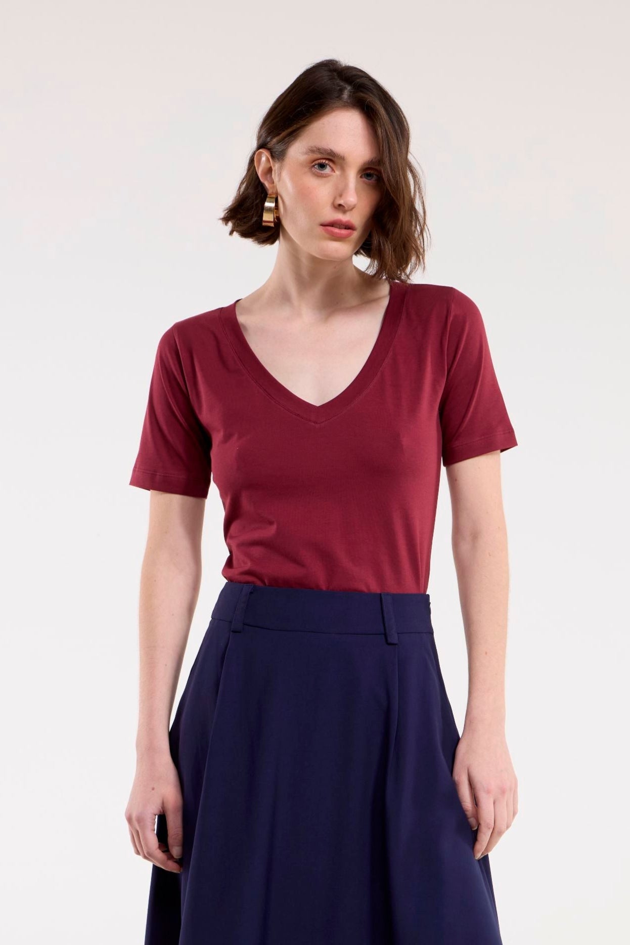 Camiseta Le Quo Gola V Cereja