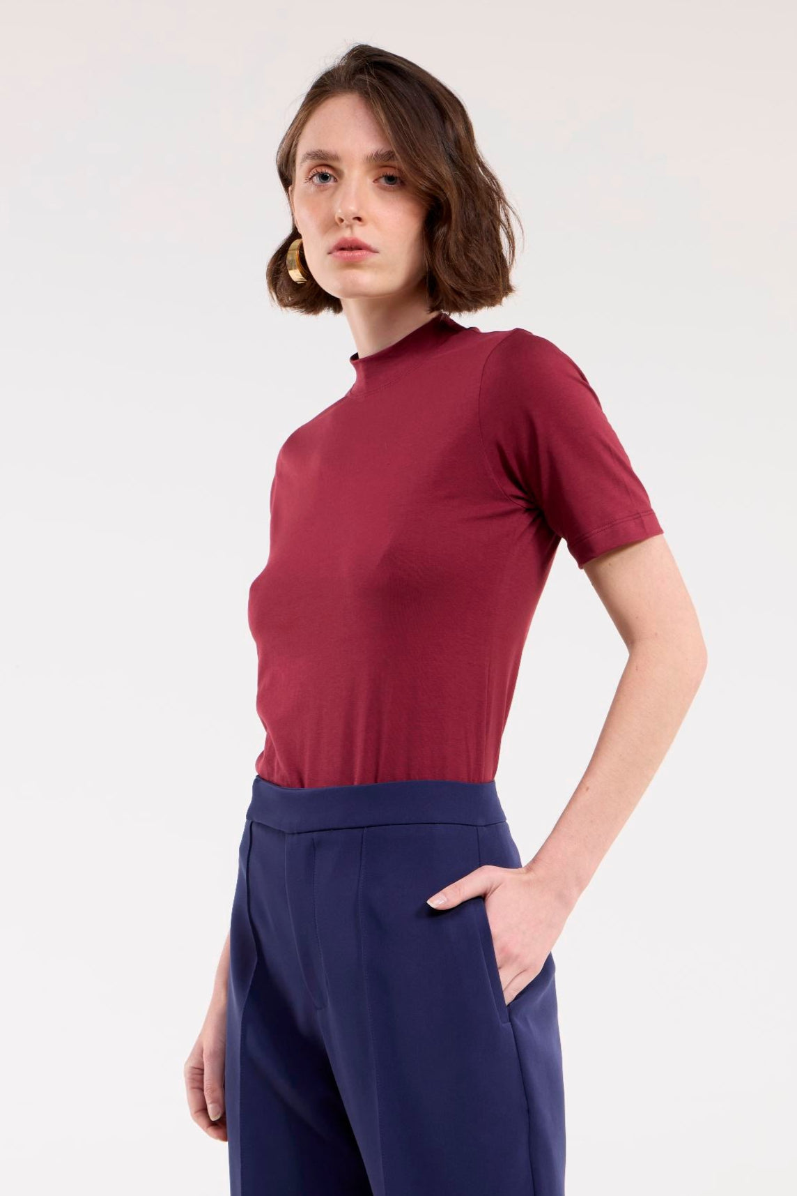 Camiseta Le Quo Gola Alta Cereja