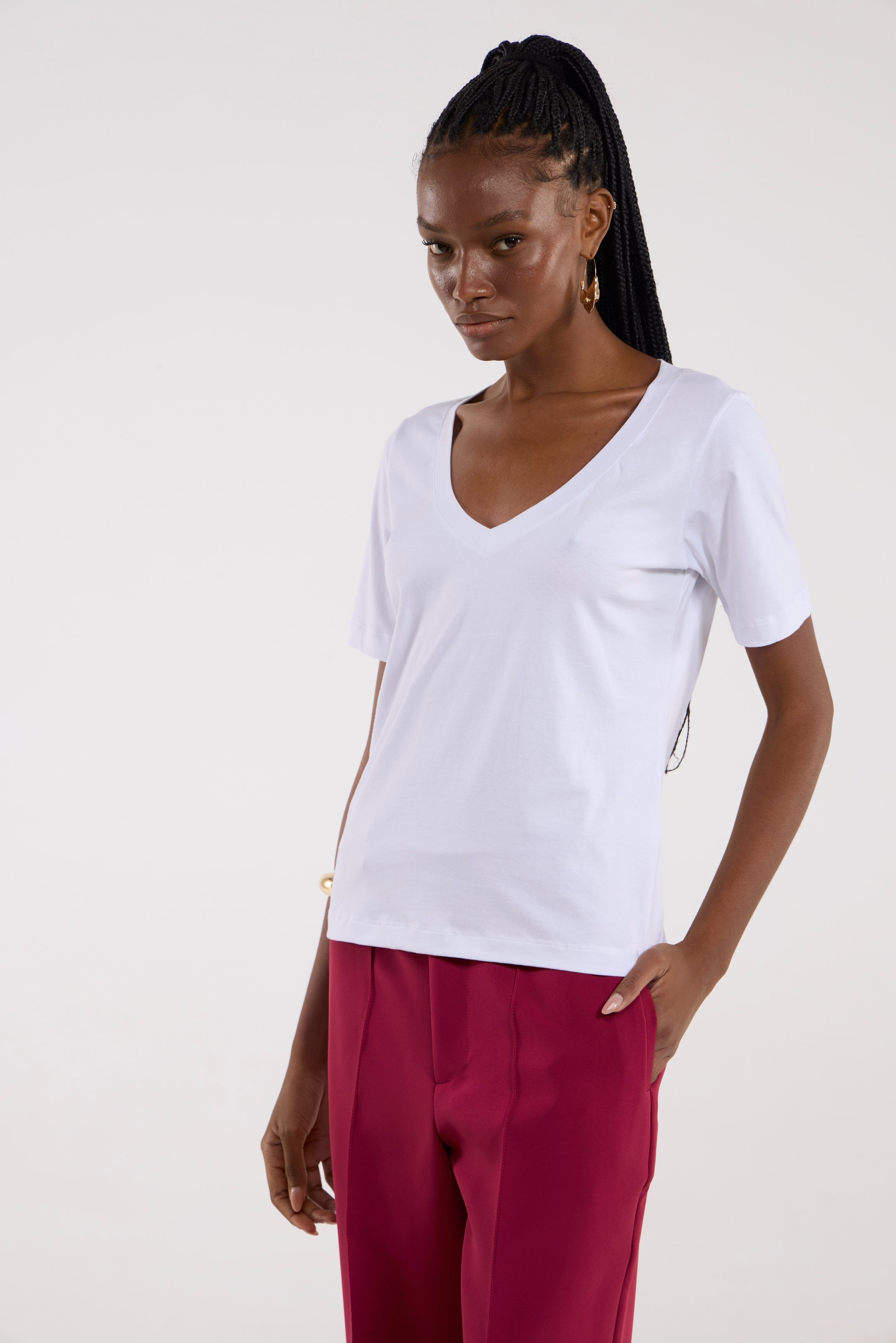 Camiseta Le Quo Gola V Branca