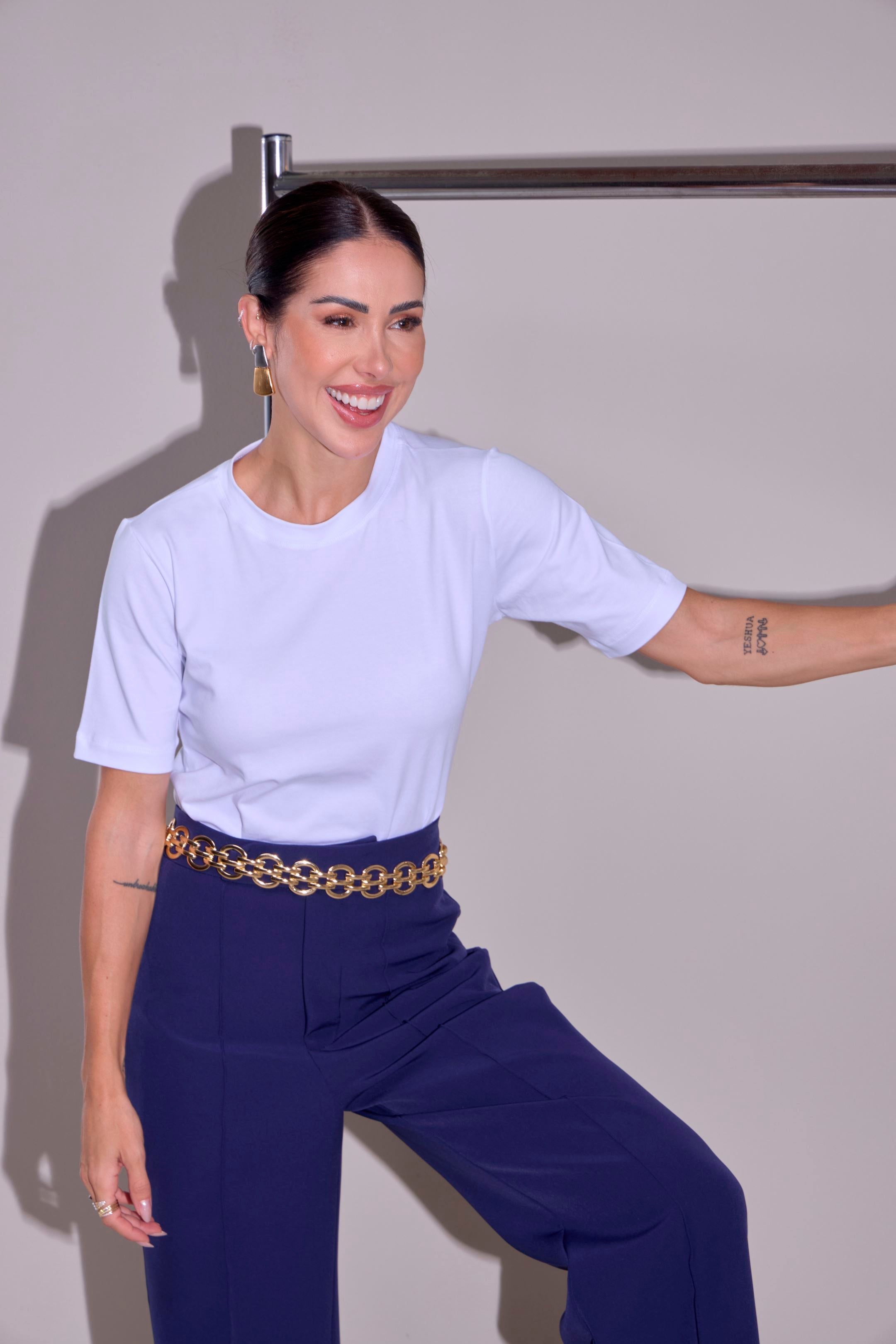 Camiseta Le Quo Gola U Branca